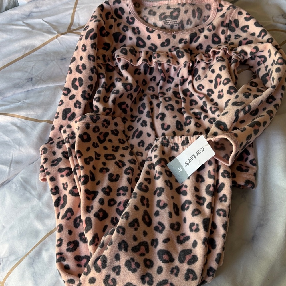 Carter's Pink and Black Animal Print Pajama Set 4T
